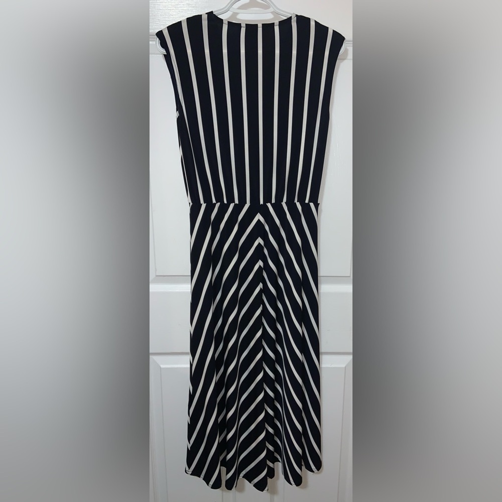 NEW 🇨🇦 Joseph Ribkoff Navy and White Striped Midi Dress - Picture 3 of 9